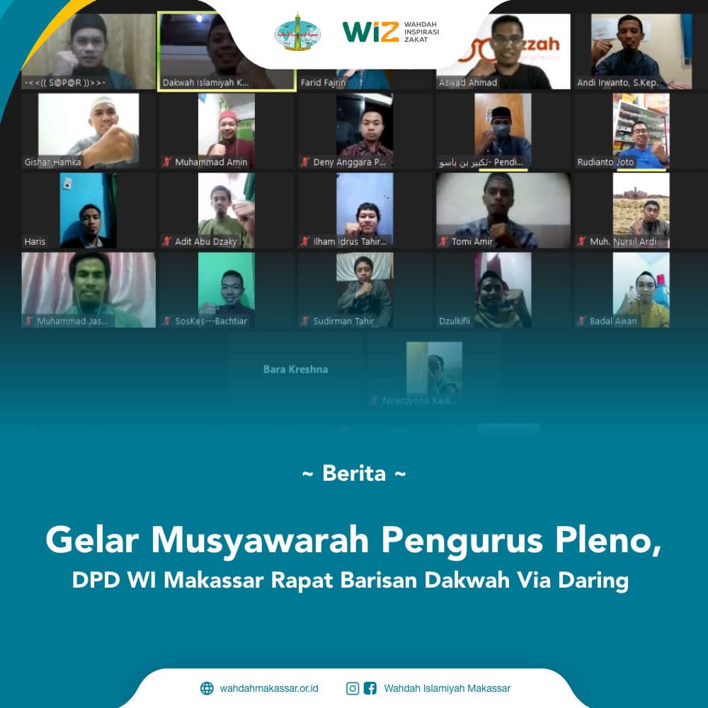 Gelar Musyawarah Pengurus Pleno, DPD WI Makassar Rapat Barisan Dakwah Via Daring