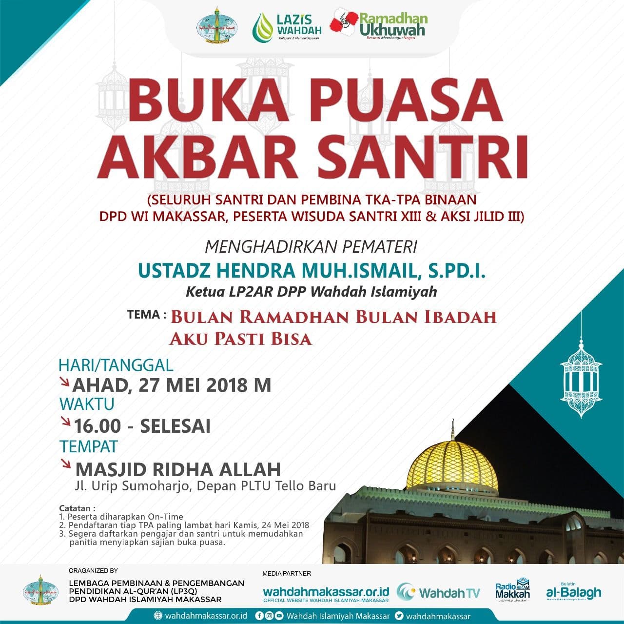 LP3Q DPD WI Makassar akan Menggelar Buka Puasa Akbar Santri