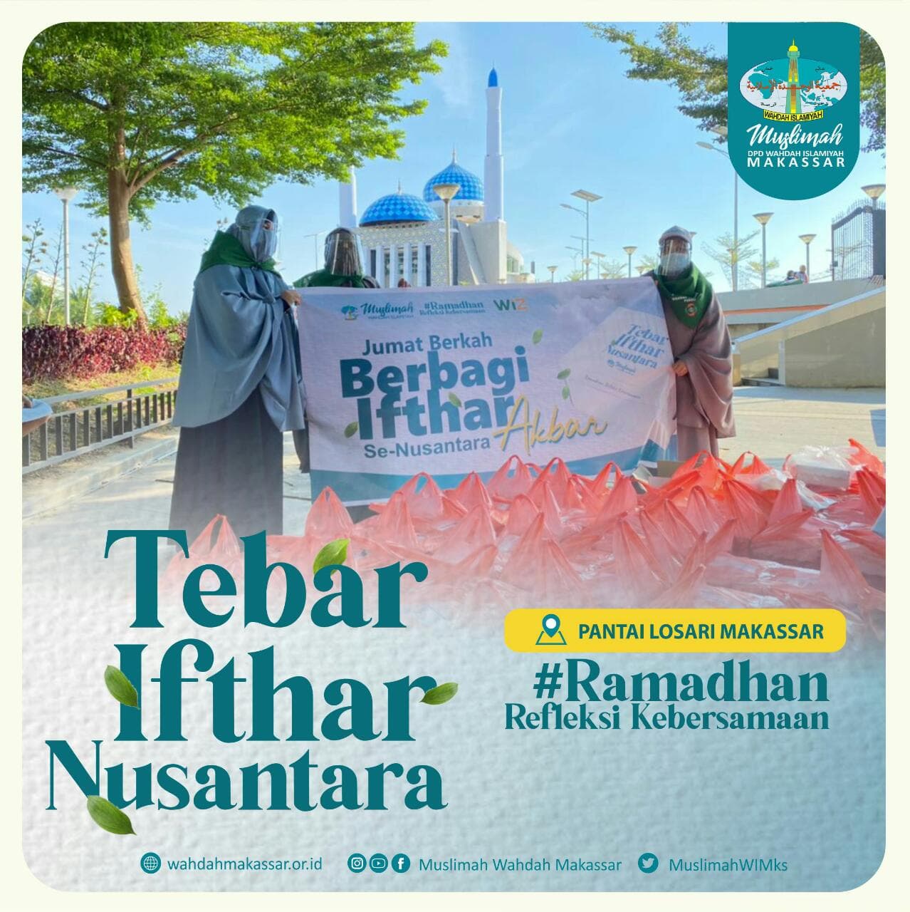 Khidmat Ummat, Muslimah Wahdah Makassar Bagikan 4407 Paket Ifthar